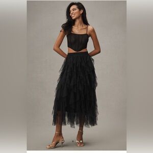 The Cheri Ruffled Tulle Midi Skirt from Anthropologie